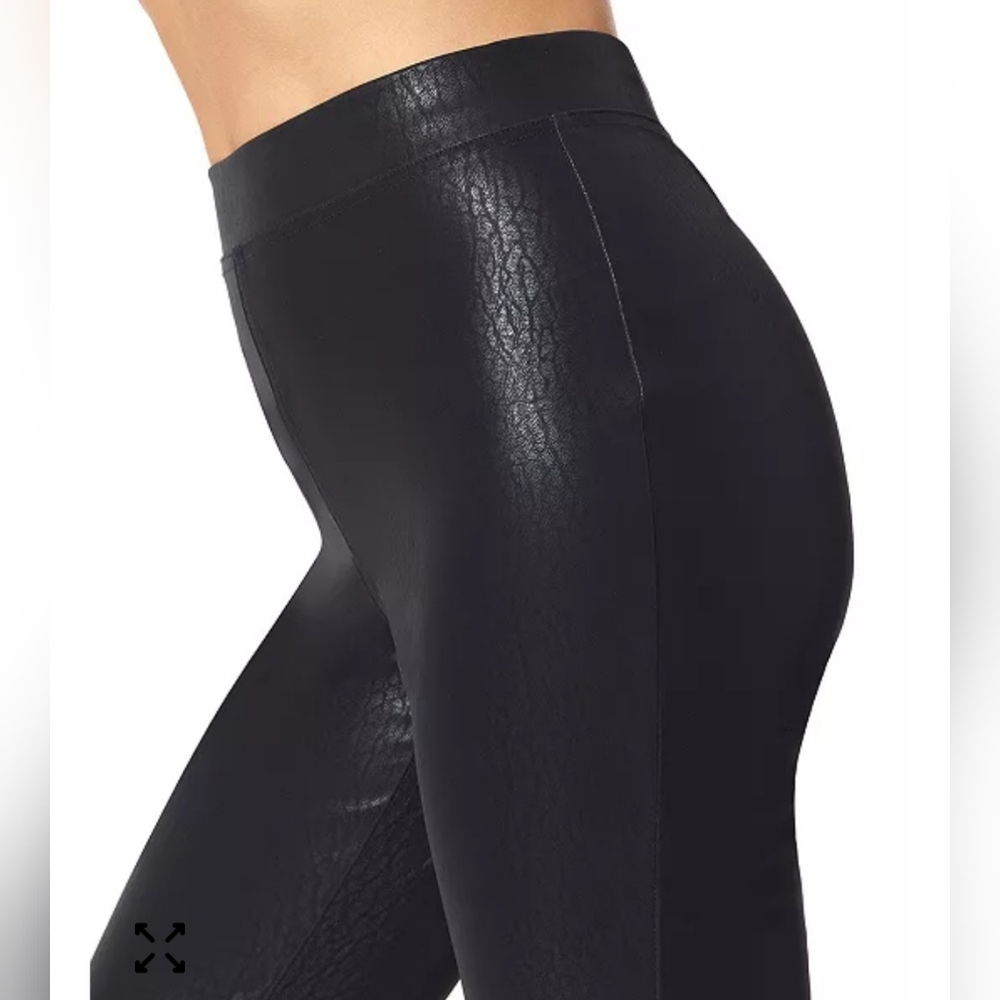HUE Faux Leather Distressed Leggings